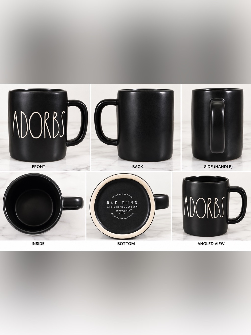 Rae Dunn Black 'ADORBS' Ceramic Coffee Mug - Black